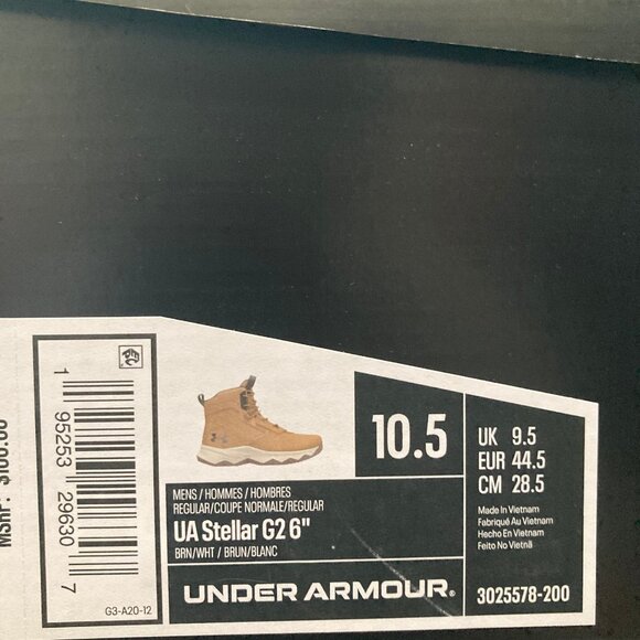 Under Armour Stellar G2 6” Mens 10.5 Tactical Hiking Boots Light Brown - Picture 6 of 6